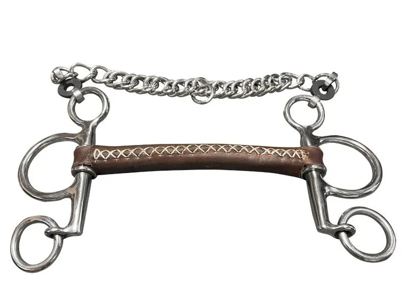 Mors en cuir rond Jump'In Pelham petites branches droit - 125 mm Expdition Rapide