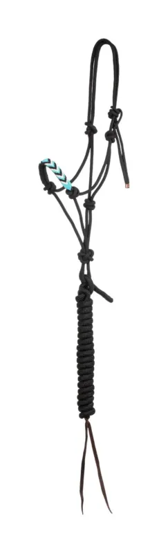 Licol en corde avec dcorations et longe Pool's - Noir Expdition Rapide