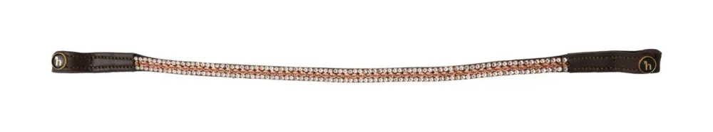 Achetez Aujourdhui Frontal Horze Nancy Cristal avec frontal ligne Horze - Poney - Marron / or rose