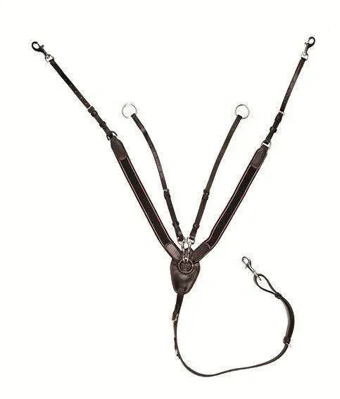 Collier de chasse avec lastique large HKM - Cheval - Marron Vente Directe