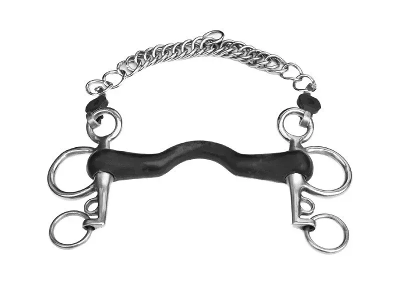Authentique Mors Pelham Jump'In petites branches caoutchouc rigide - 135 mm