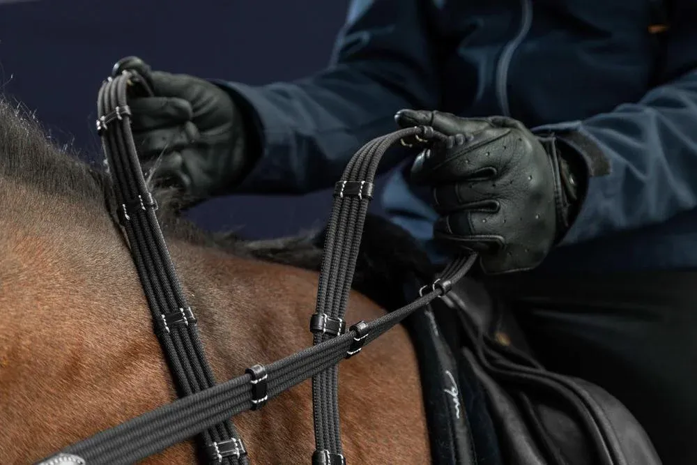 Nouvel Arrivage Rnes Tissu 5/8 Avec 9 Arretoirs US Collection by Dy'on - Cheval - Noir