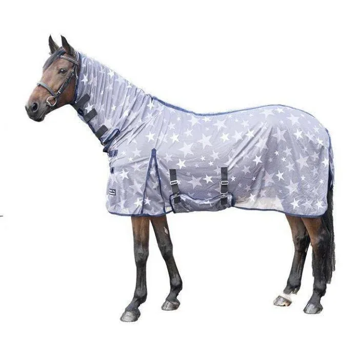 Offre Du Jour Couverture anti-mouches Stars Combo HKM - 155 cm - Gris / noir