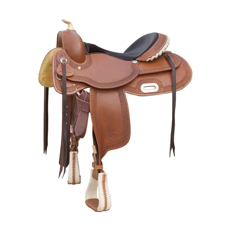 Selle Reiner en rawhide avec aron flexible modle 2020F de Pool's - 15,5" - Cognac Seulement Aujourdhui