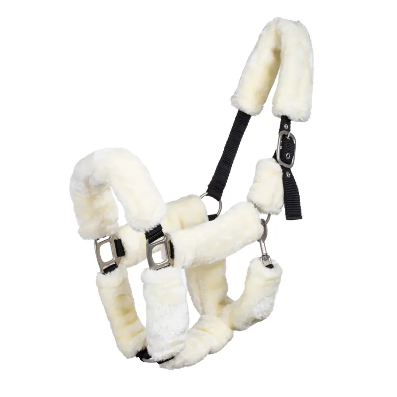 Achat Immdiat Licol en Nylon avec Doublure en Laine Synthtique Supreme - Cheval - Noir / crme