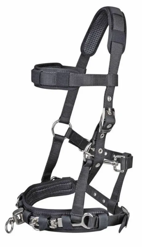 Filet caveon HKM en nylon - Poney - Noir Prix Promo