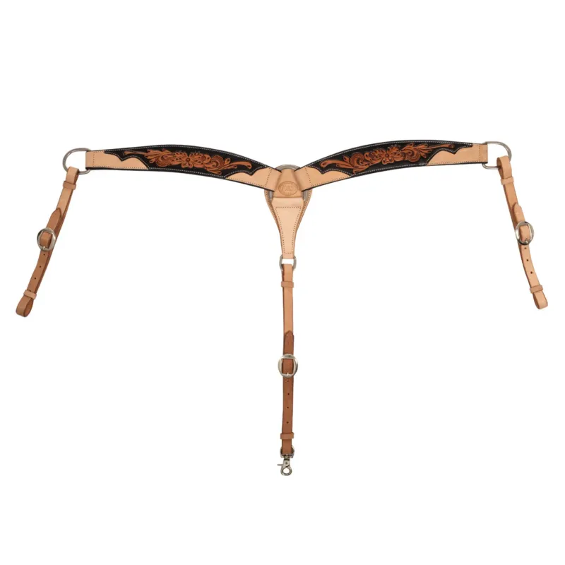 Top Vente Collier de chasse western avec dcor floral fonc Pool's - Noir / naturel