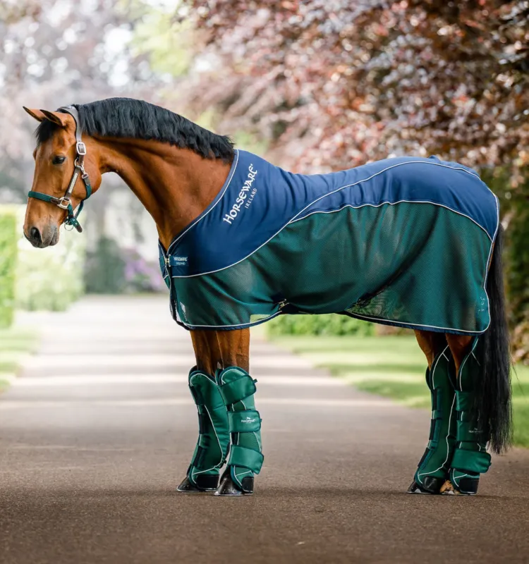 Seulement Aujourdhui Chemise schantes Horseware Signature Sport Cooler - 130 cm - Marine / vert chasseur