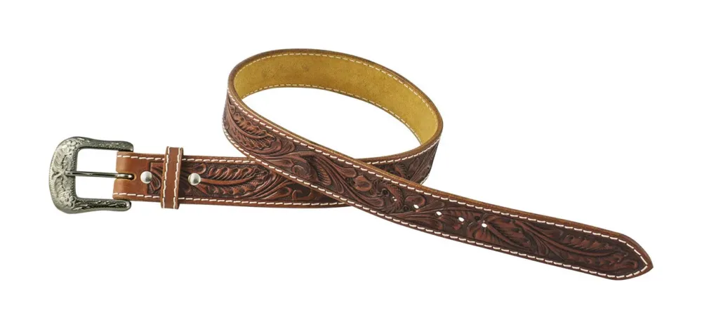 Ceinture en cuir western Pool's avec fleurs - 110 cm Pas Cher