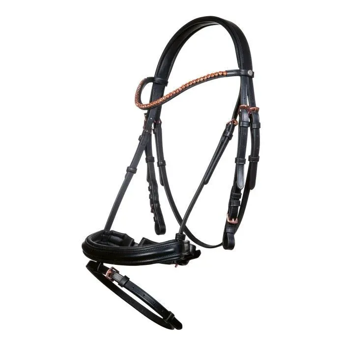 Offre Exclusive Bridon Rosegold Glamour Style HKM - Cheval - Noir / or rose