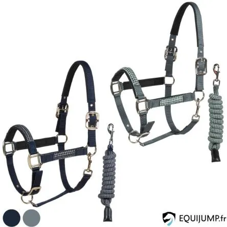 Livraison Gratuite Ensemble Licol + Longe Elerta Equiline - BLU/GRIGIO - CHEVAL/FULL