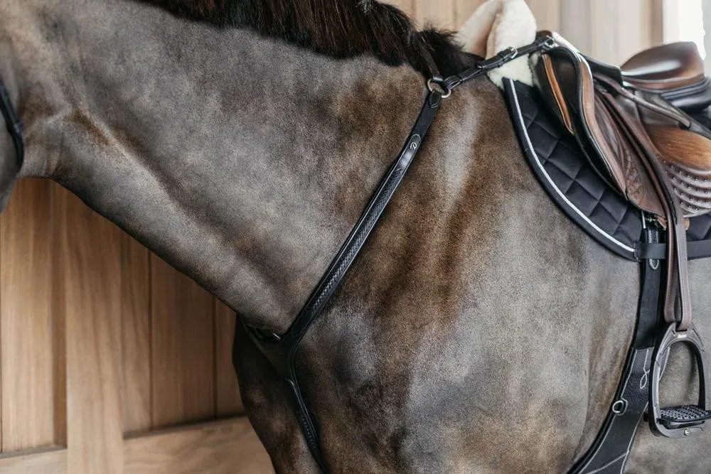 Collier de chasse pont tress Dy'on - Poney - Noir Expdi Aujourdhui