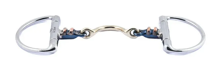 Mors olives Jump'In double brisure Blue Steel avec insertion de cuivre et passage de langue - 125 mm Meilleur Choix