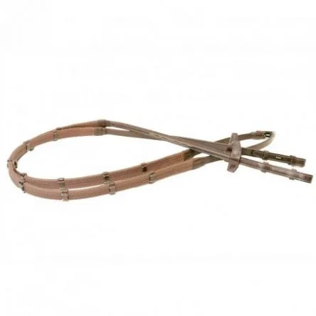 Offre Du Jour Renes Caoutchouc Avec 7 Arretoirs Cuir Antares Marron - CHEVAL/FULL