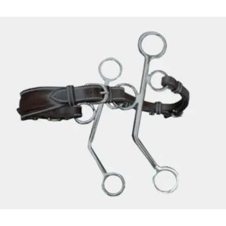 Mors Hackamore Cuir Longues Branches Jump In - UNIQUE - ACAJOU - INOX Achetez Aujourdhui