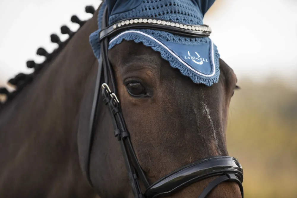 Produit De Marque Bonnet chasse-mouches Lami-Cell LC - Cheval - Bleu atoll