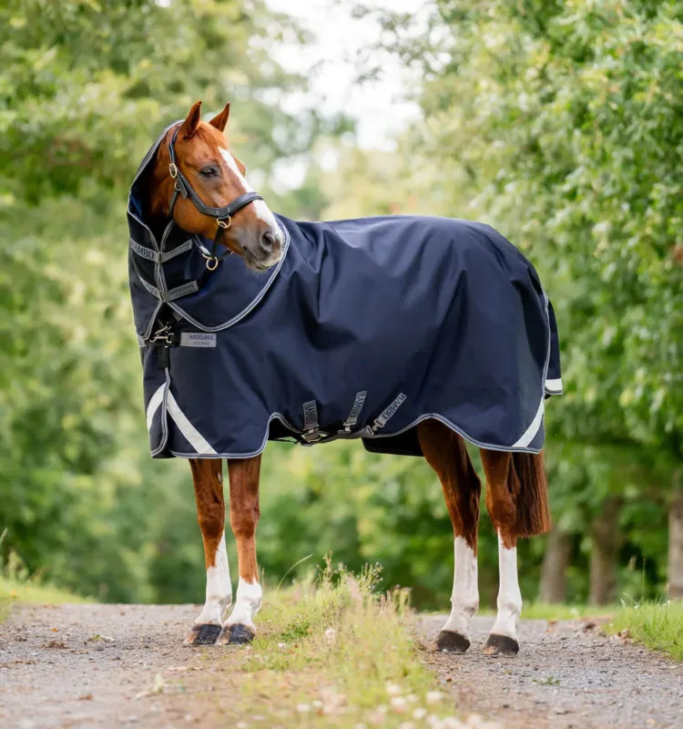 Bon March Couverture Horseware Rambo Supreme 1680D Turnout 0g - 115 cm - Marine / orage / gris argent