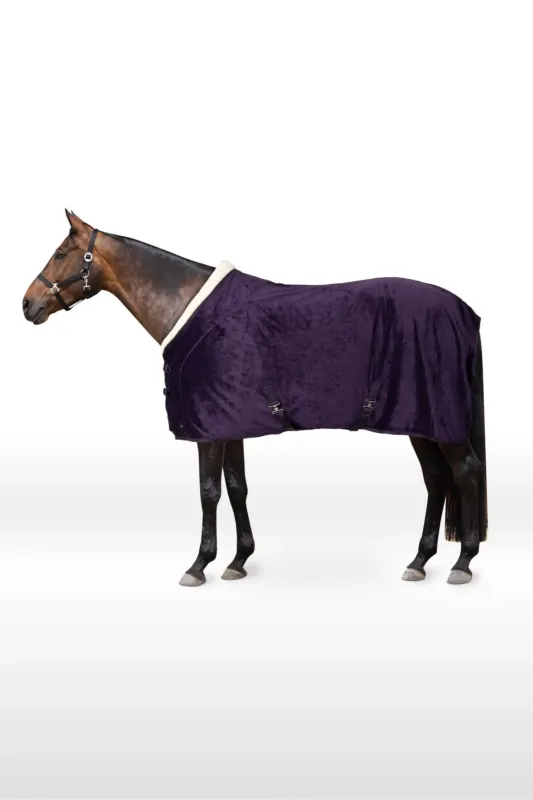 Promotion Couverture polaire Lincoln avec tour d'encolure en fourrure Horze - 135 cm - Morelle noire
