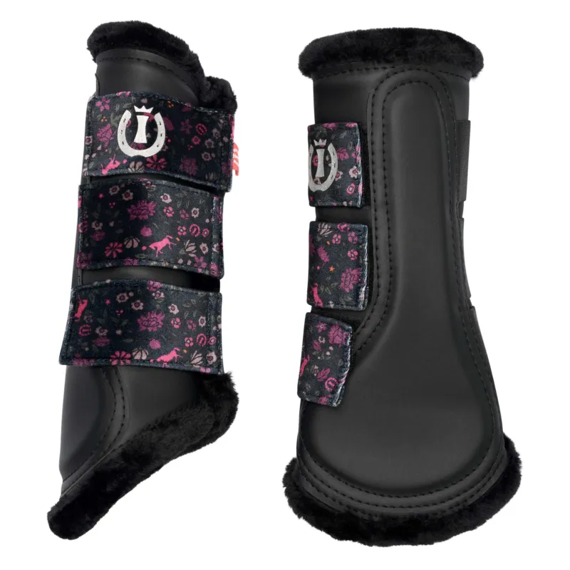 Soldes Gutres de dressage Imperial Riding Flower Power - Grand cheval - Fleur noir
