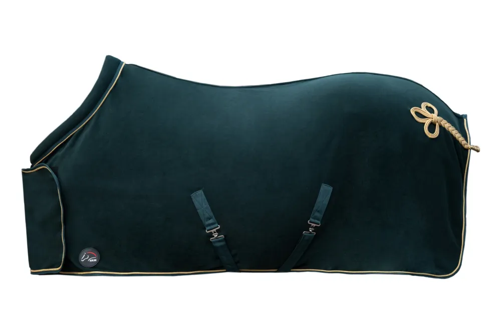 Couverture schante HKM avec brandebourg - 165 cm - Vert sapin / or Achetez Aujourdhui