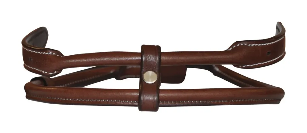 Centre de muserolle Flags & Cup cuir rond - Poney - Marron Livraison Express