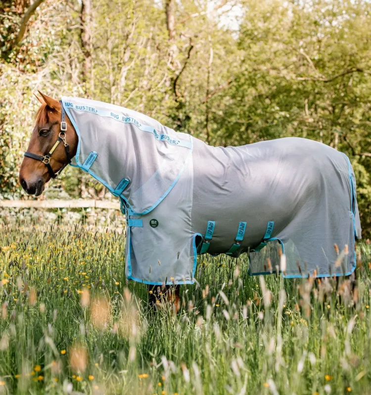 Couverture anti-mouches Horseware Amigo AmEco Bug Buster 0g - 160 cm - Argent / bleu ciel Produit De Marque