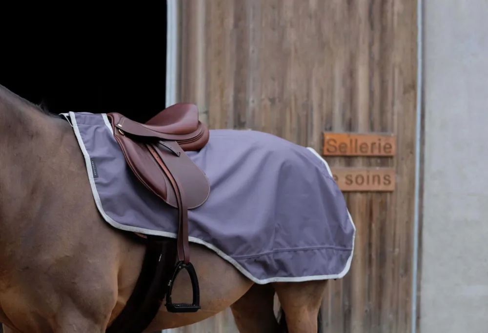Couvre-reins Equithme Tyrex 1200D recycl doubl polaire - 125 cm - Taupe Rduction