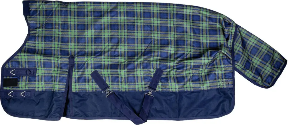 Couverture highneck HKM Cleveland check 600D polaire - 155 cm - Marine / vert / carreaux Meilleur Prix