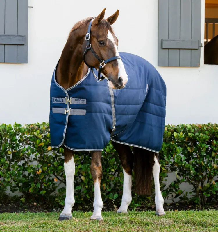 Meilleur Choix Couverture d'curie Horseware Rambo 200g 1000D - 125 cm - Marine / orage / gris argent