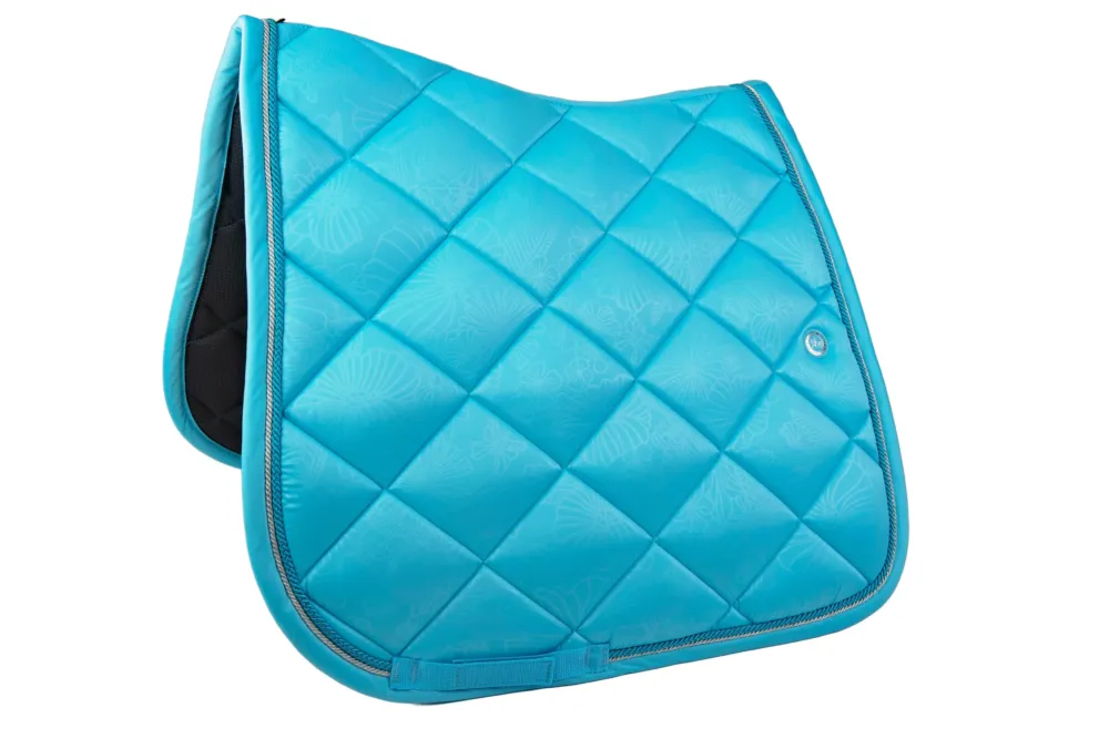 Certifi Tapis de selle Lami-Cell Floral - Cheval dressage - Bleu atoll