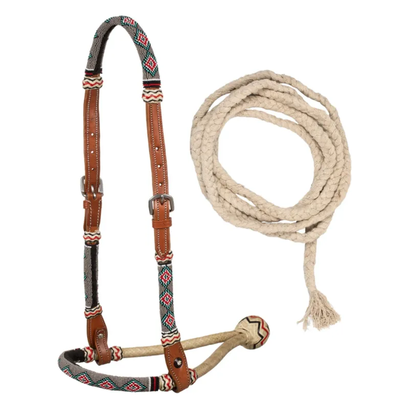 Ensemble bosal perles de sable avec rnes en coton mecate Pool's Meilleur Choix
