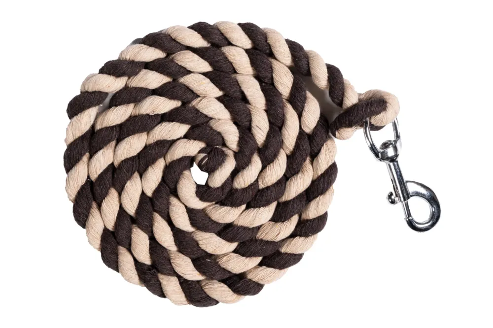 Longe HKM Cotton avec mousqueton - 180 cm - Marron / beige Paiement Scuris