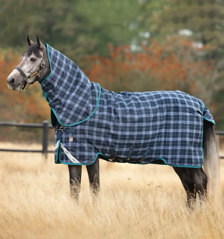 Couverture Horseware Rhino Plus Vari-Layer 250g 1000D - 115 cm - Marine carreaux / bleu sarcelle Super Prix