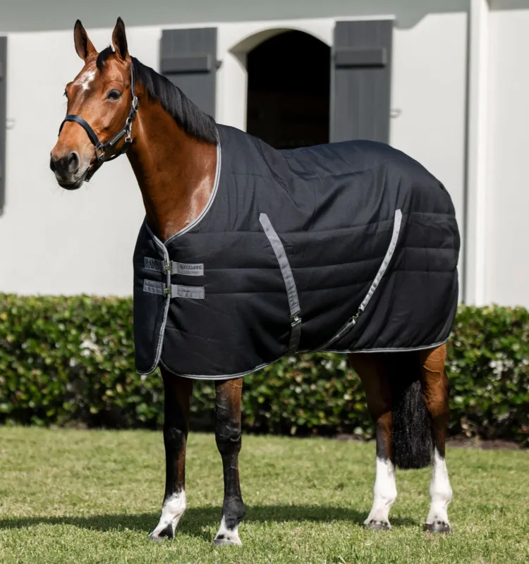 Nouvelle Collection Couverture de box Horseware Rambo 100g - 130 cm - Noir / orage / gris argent