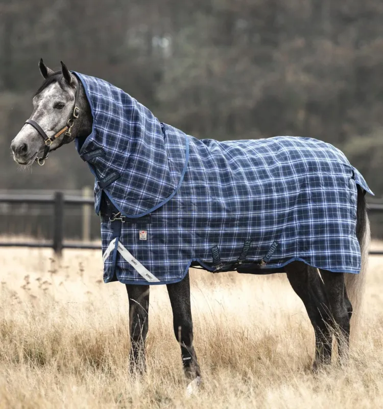 Pas Cher Couverture Horseware Rhino Plus Vari-Layer 450g 1000D - 115 cm - Marine carreaux / indigo