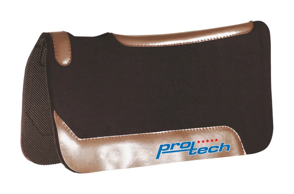 Prix Bas Tapis de selle western en noprne et feutre Master avec patch en cuir long Pro-Tech