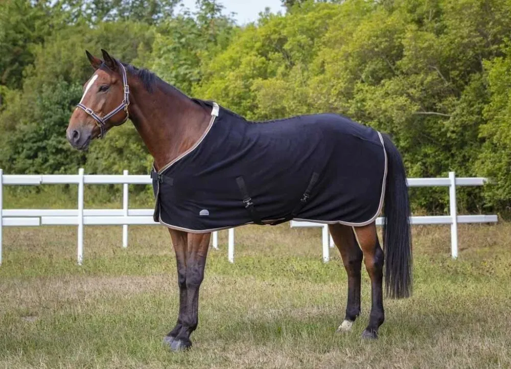 Chemise polaire Equithme Polyfun - 165 cm - Noir / blanc Livraison Express