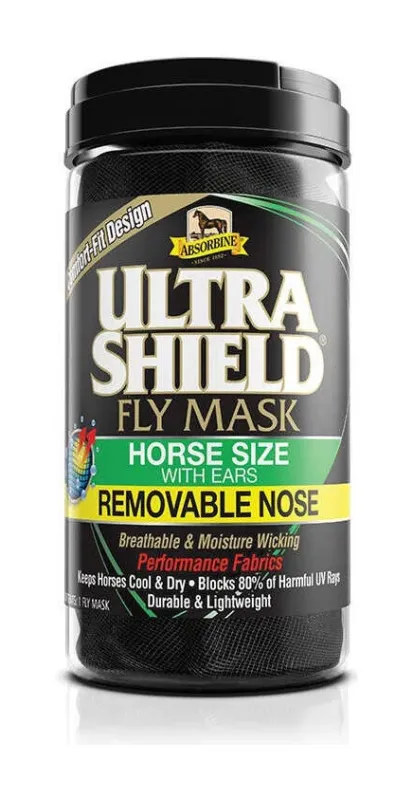 Masque anti-mouches avec oreilles et protge-nez Absorbine Ultrashield - Cheval Authentique