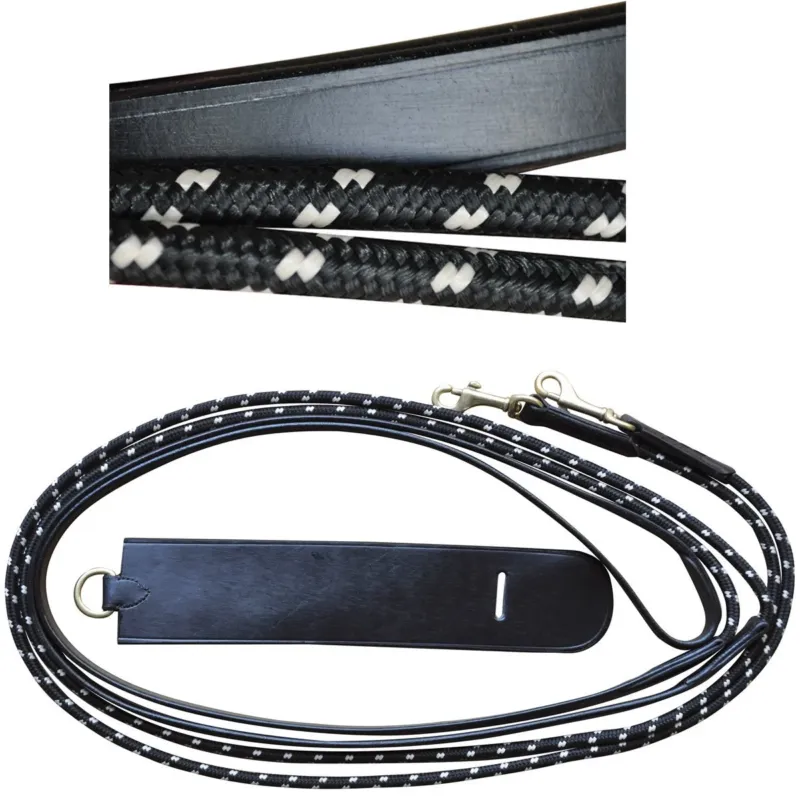 Rnes allemandes cuir/corde Chetak - Poney - Noir Soldes