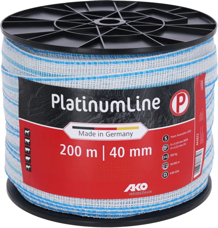 Ruban de clture PlatinumLine AKO - Largeur 40 mm - Blanc / bleu Bon March