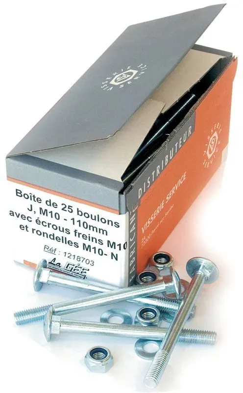 Offre Du Jour Boite de 25 boulons avec crou nylstop 70 mm La Ge