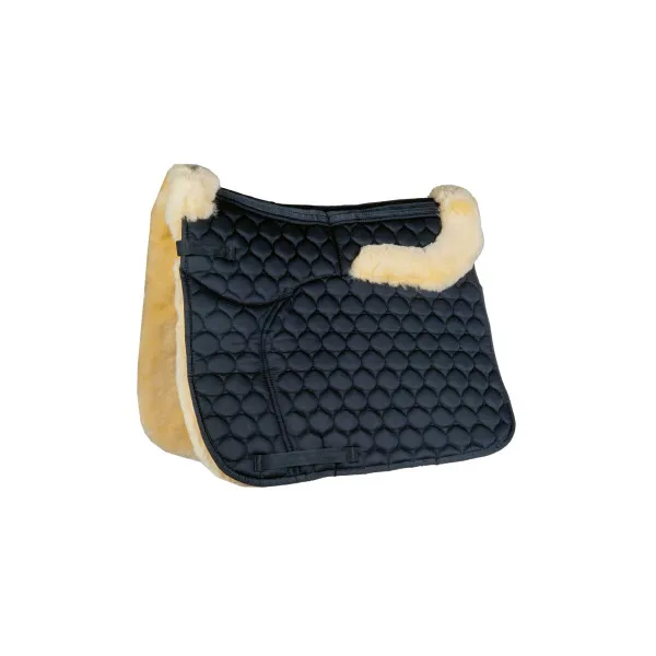 Tapis en mouton vritable NOIR DRESSAGE Populaire