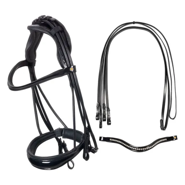 Bride EQUESTRO DRESSAGE CUIR avec overhead anatomique - Cheval Commander Vite