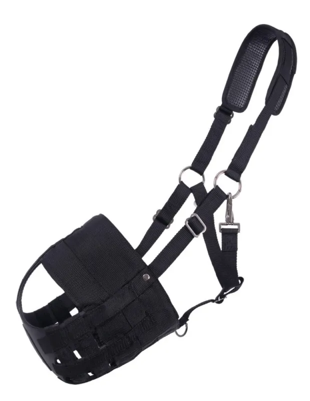 Panier muselire nylon QHP avec narines - Noir - Cheval/Full Expdition Rapide
