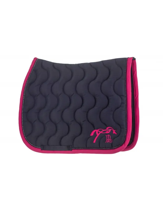 Tapis PENELOPE DIAMANT poney - Tapis marine/galon marine/bordure fushia Offre Limite